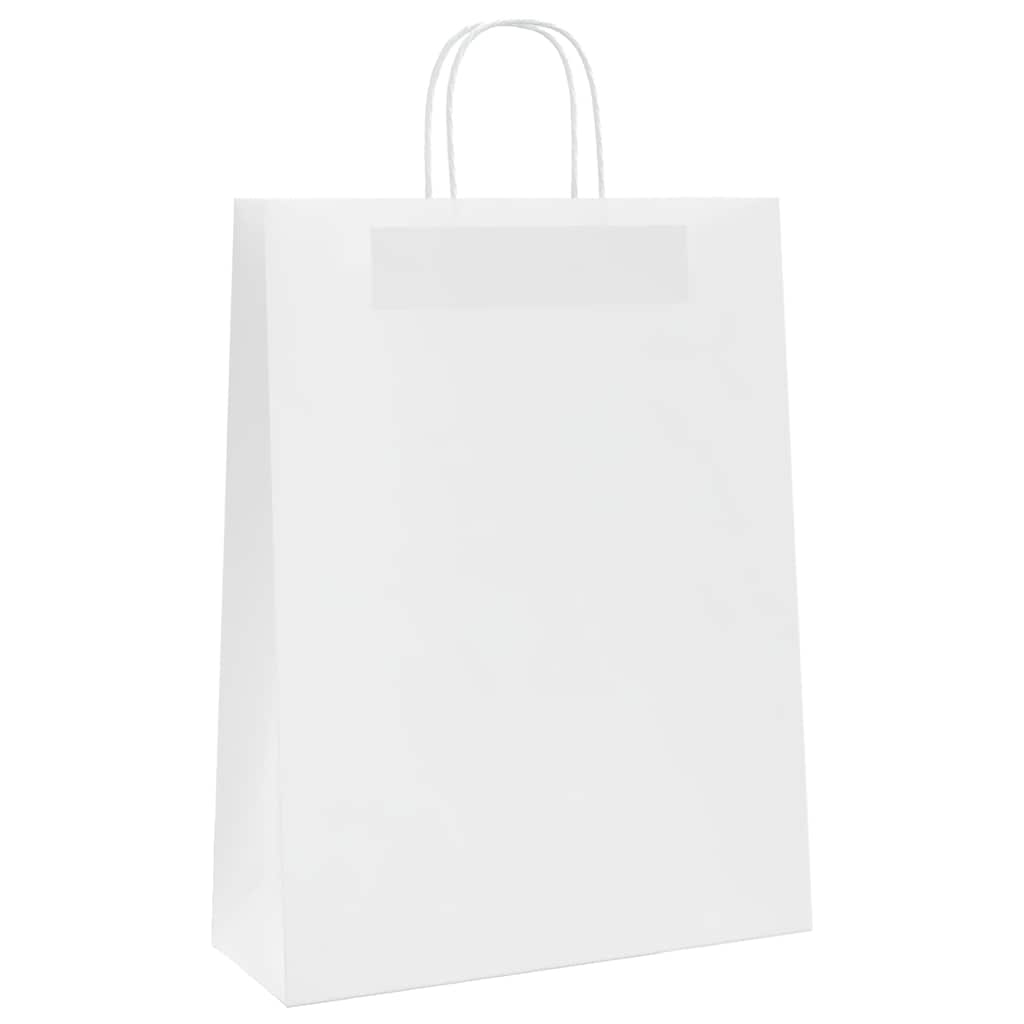 HKH Bolsas de Papel 250 Unidades con Asas - Blanco - 32x12x42 cm
