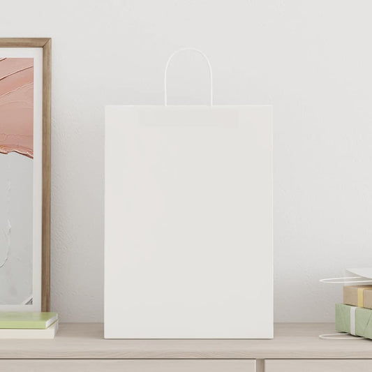 HKH Bolsas de Papel 250 Unidades con Asas - Blanco - 32x17x44 cm