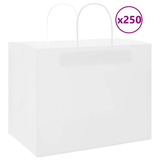 Bolsas de Papel HKH 250 Unidades con Asas - Blanco - 32x22x24 cm