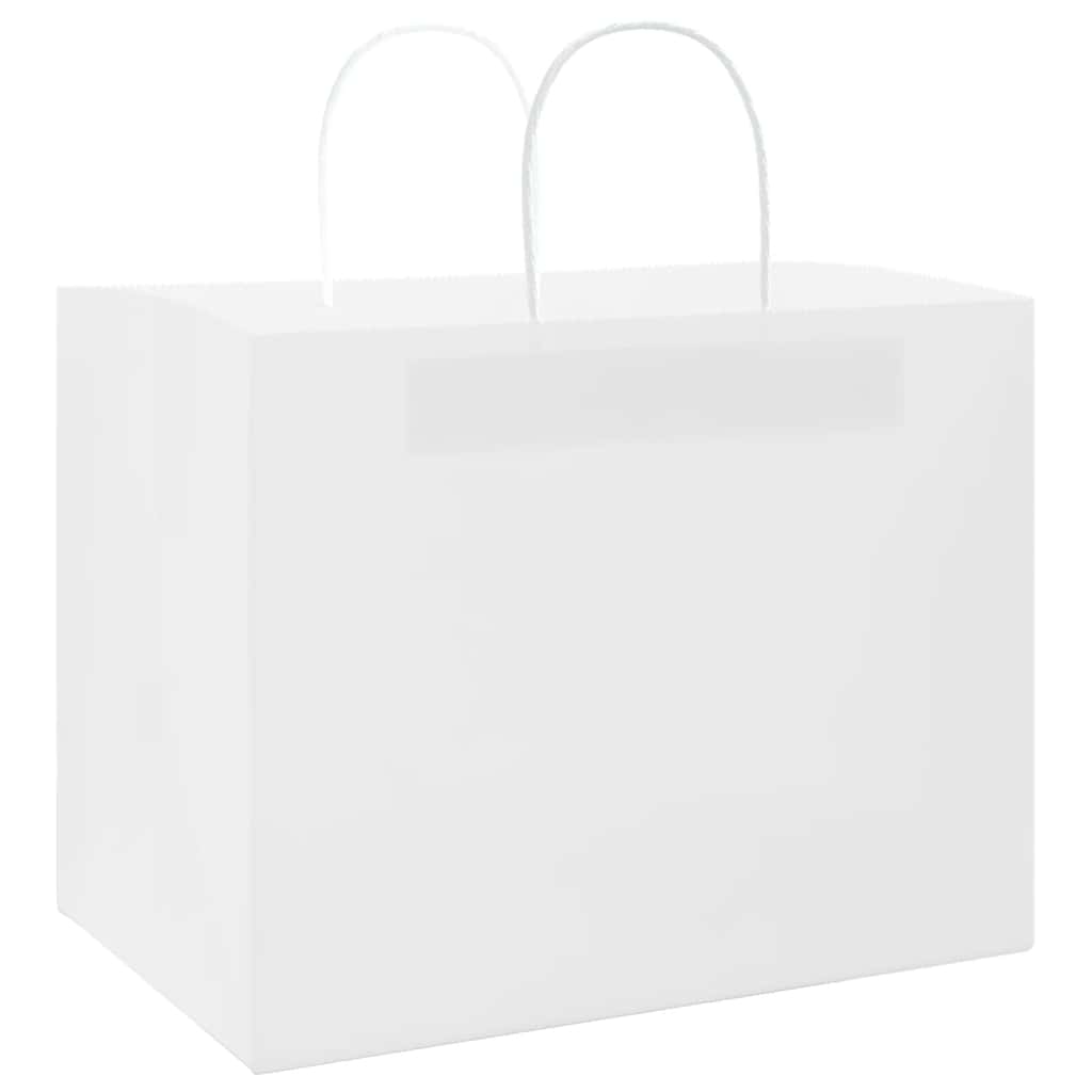 HKH Sacos de Papel 250 Unidades com Alças - Branco - 32x22x24 cm