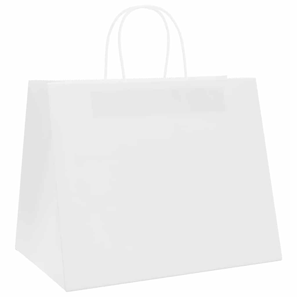 HKH Sacos de Papel 250 Unidades com Alças - Branco - 32x22x24 cm