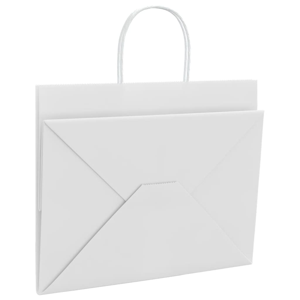 HKH Sacos de Papel 250 Unidades com Alças - Branco - 32x22x24 cm