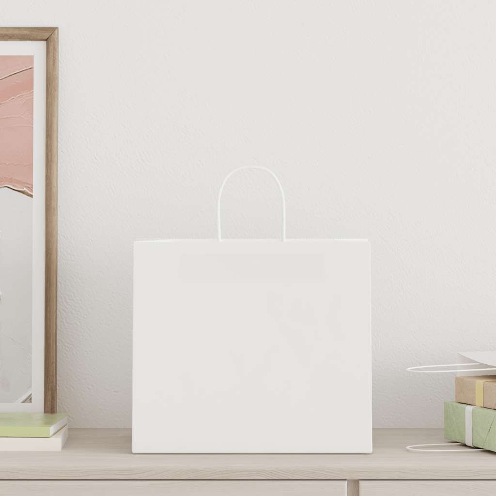 HKH Sacos de Papel 250 Unidades com Alças - Branco - 32x22x28 cm