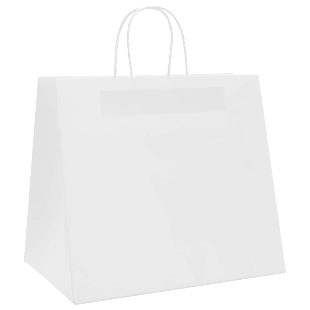 HKH Sacos de Papel 250 Unidades com Alças - Branco - 32x22x28 cm