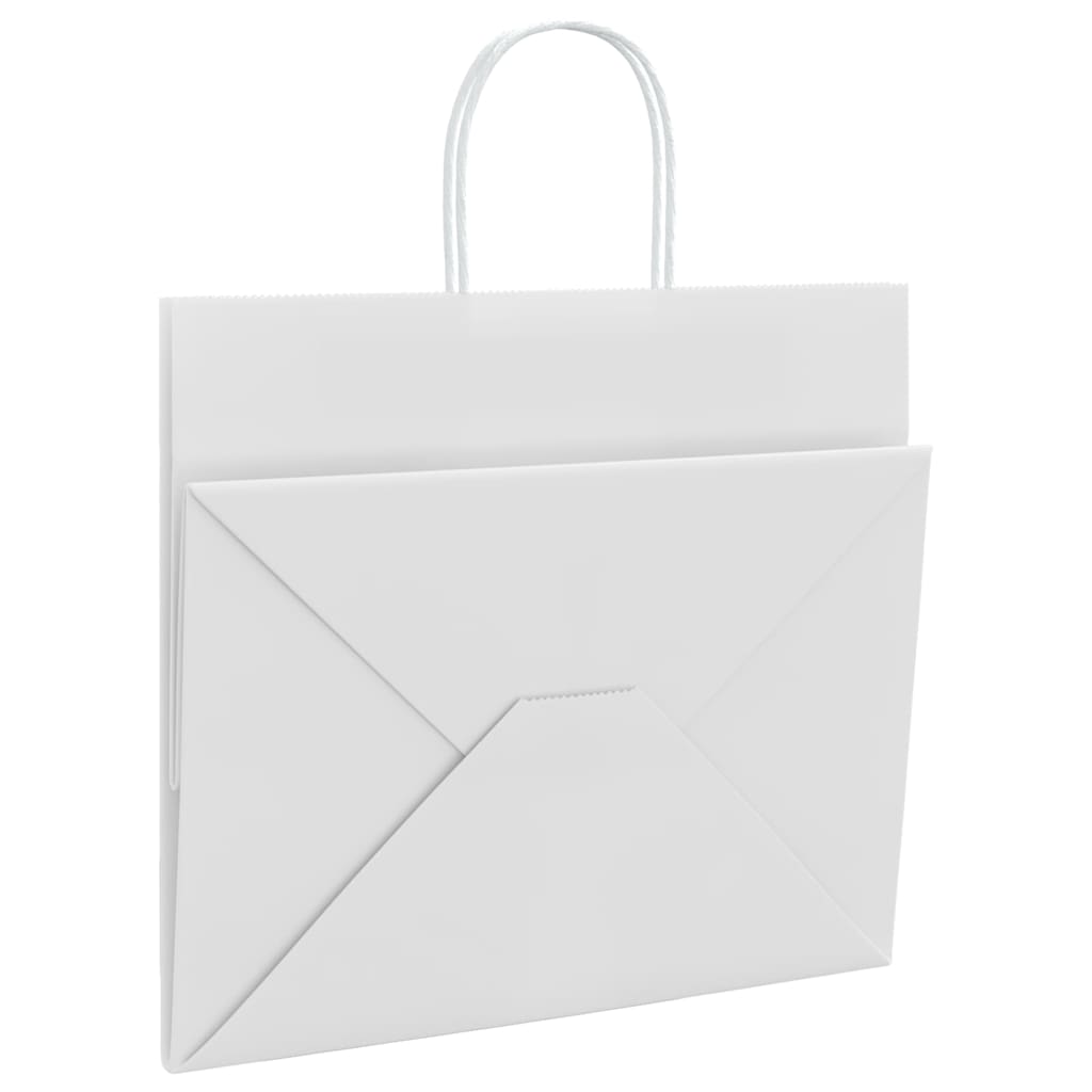 HKH Sacos de Papel 250 Unidades com Alças - Branco - 32x22x28 cm
