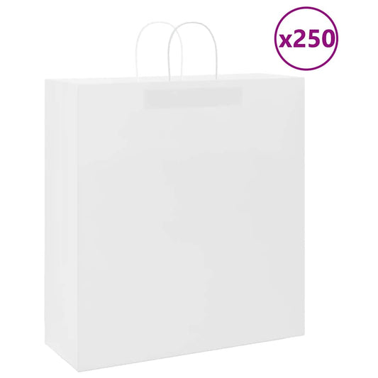 HKH Bolsas de Papel 250 Unidades con Asas - Blanco - 45x17x48 cm