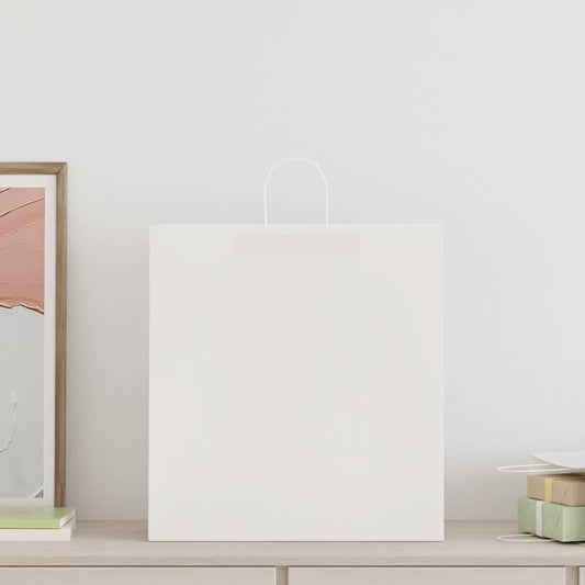 HKH Bolsas de Papel 250 Unidades con Asas - Blanco - 45x17x48 cm