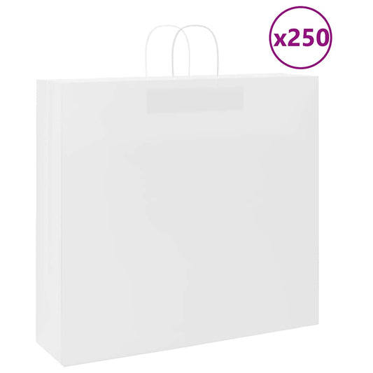 Bolsas de papel HKH de 250 unidades con asas - Blanco - 54x15x49 cm