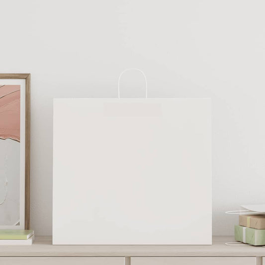 Bolsas de papel HKH de 250 unidades con asas - Blanco - 54x15x49 cm