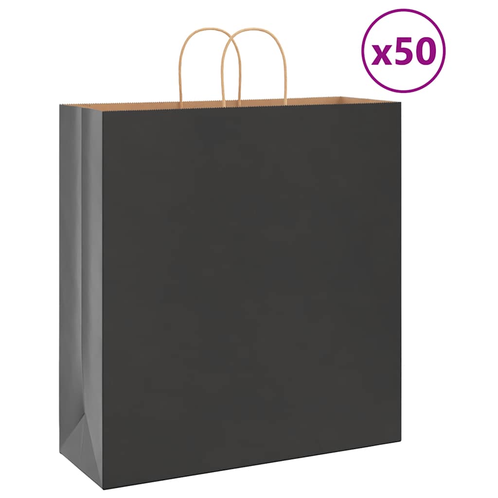 Bolsas de papel HKH, 50 unidades con asas - Negro - 45x17x48 cm