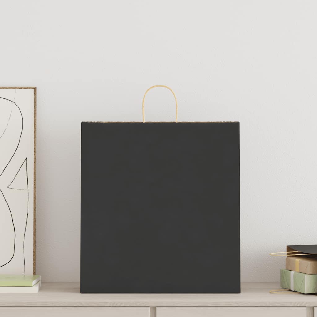 Bolsas de papel HKH, 50 unidades con asas - Negro - 45x17x48 cm