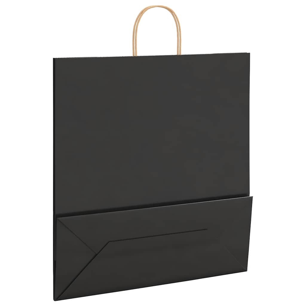 HKH Sacos de Papel 50 Unidades com Alças - Preto - 45x17x48 cm