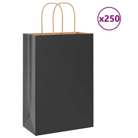HKH Bolsas de Papel 250 Unidades con Asas - Blanco - 21x11x31 cm