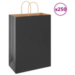 HKH Bolsas de Papel 250 Unidades con Asas - Negro - 32x17x44 cm