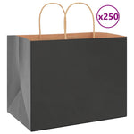 HKH Sacos de Papel 250 Unidades com Alças - Preto - 32x22x24 cm