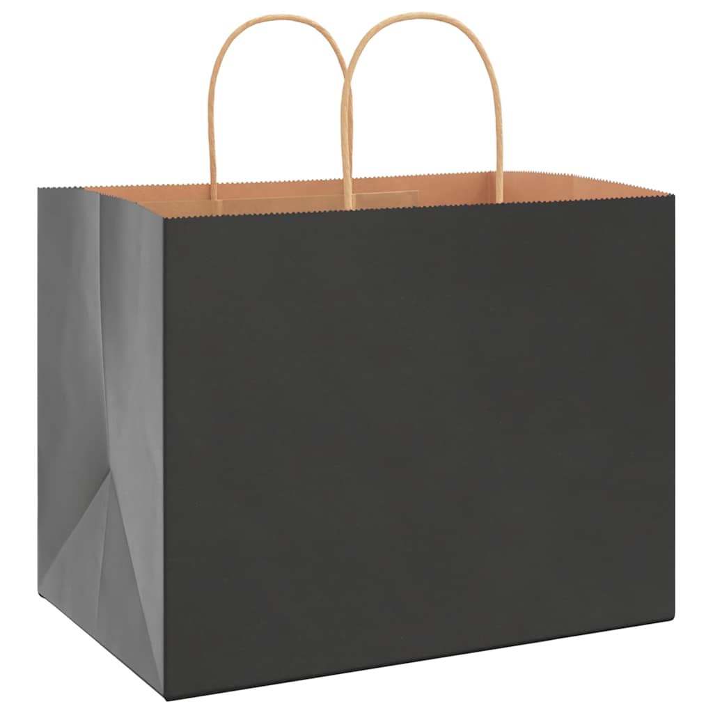 HKH Sacos de Papel 250 Unidades com Alças - Preto - 32x22x24 cm
