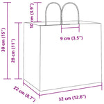 HKH Sacos de Papel 250 Unidades com Alças - Preto - 32x22x28 cm