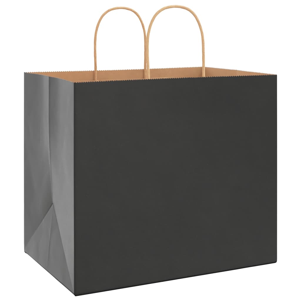 HKH Sacos de Papel 250 Unidades com Alças - Preto - 32x22x28 cm