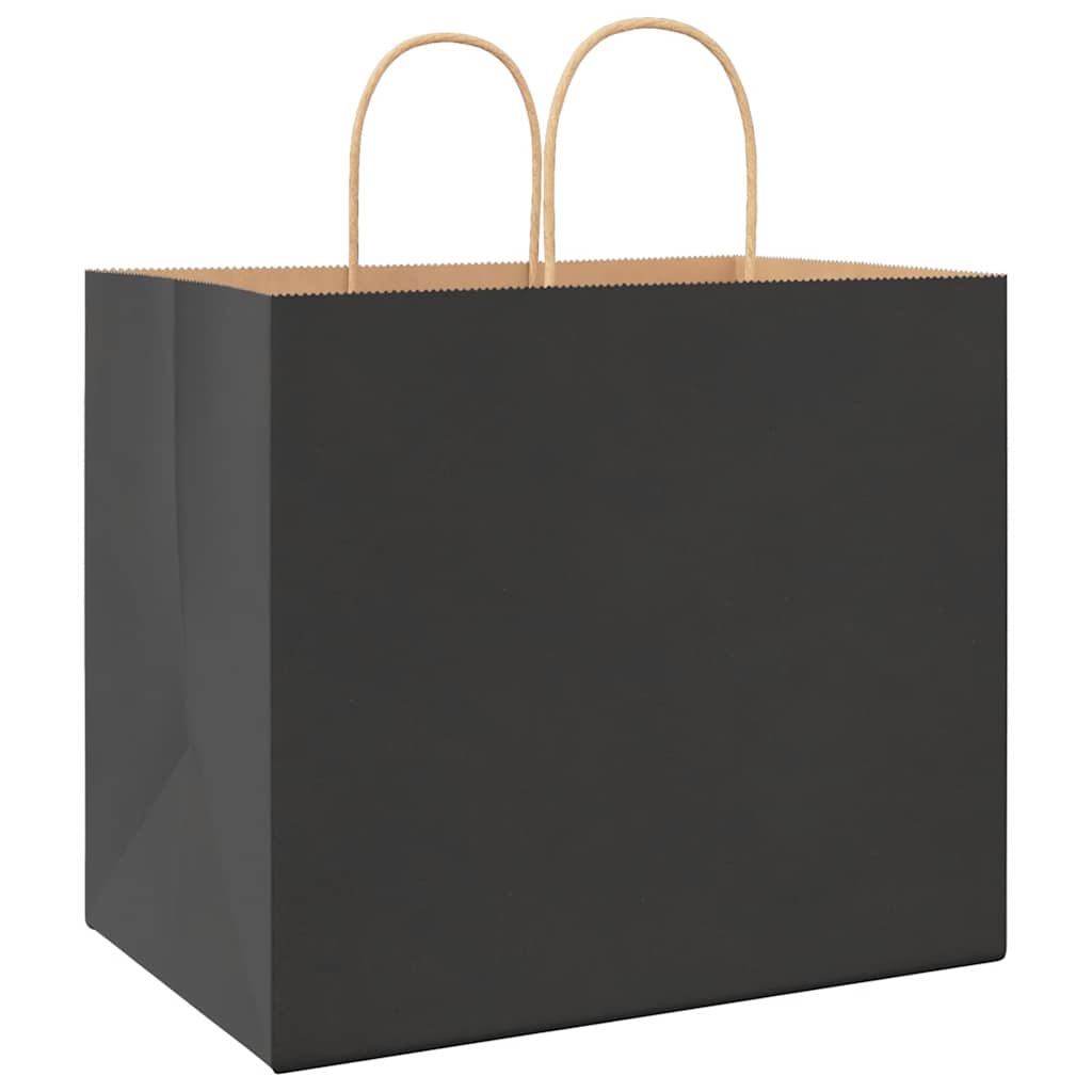 HKH Sacos de Papel 250 Unidades com Alças - Preto - 32x22x28 cm