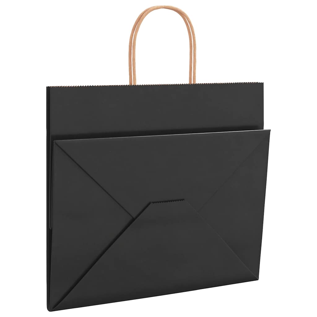 HKH Sacos de Papel 250 Unidades com Alças - Preto - 32x22x28 cm