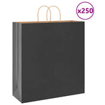 HKH Sacos de Papel 250 Unidades com Alças - Preto - 45x17x48 cm