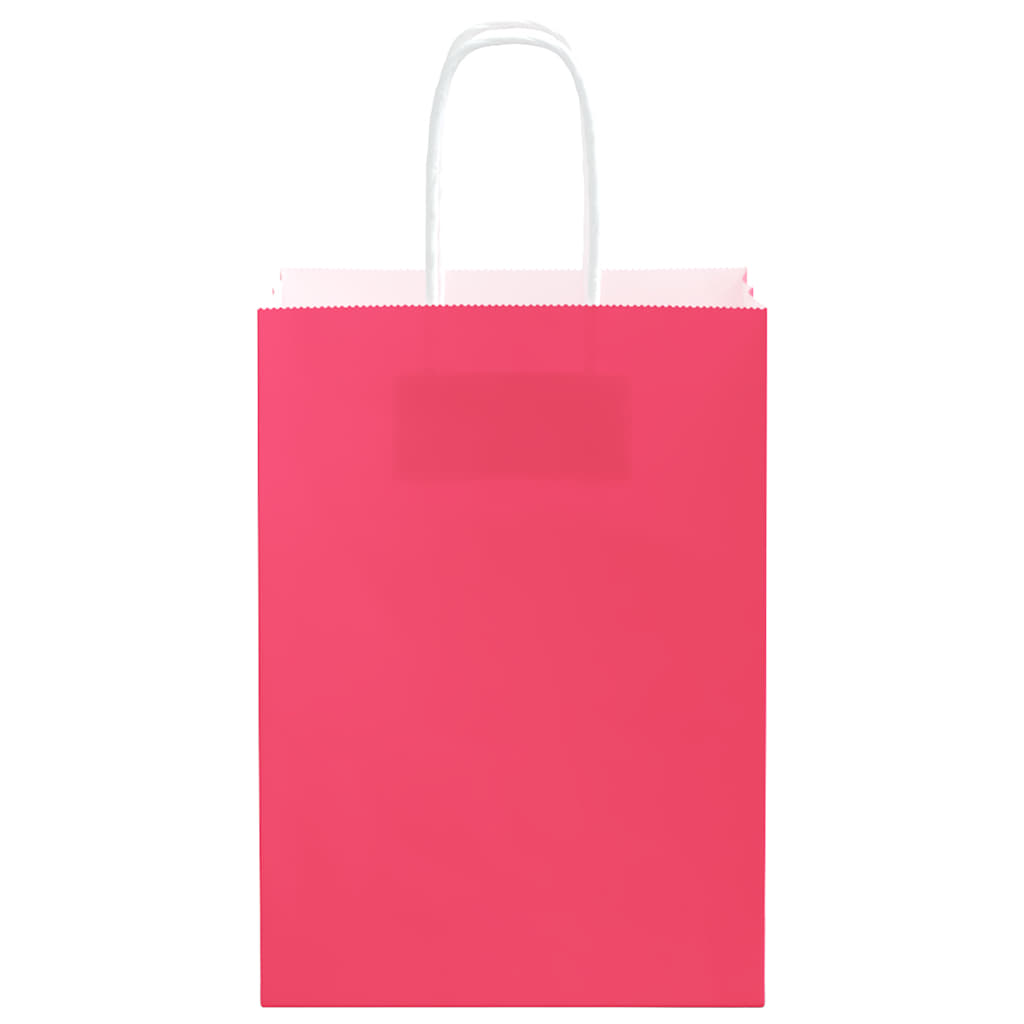 HKH Sacos de Papel 50 Unidades com Alças - Rosa - 15x8x21 cm