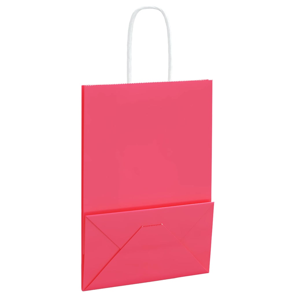 HKH Sacos de Papel 50 Unidades com Alças - Rosa - 15x8x21 cm