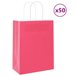 Bolsas de papel HKH 50 unidades con asas - Rosa - 21x11x28 cm