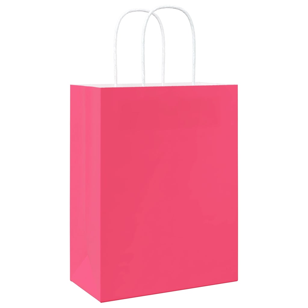 Bolsas de papel HKH 50 unidades con asas - Rosa - 21x11x28 cm