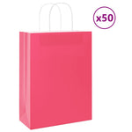HKH Bolsas de Papel 50 Unidades con Asas - Rosa - 26x12x35 cm