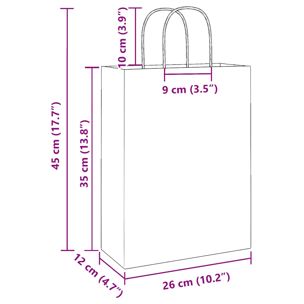 HKH Bolsas de Papel 50 Unidades con Asas - Rosa - 26x12x35 cm