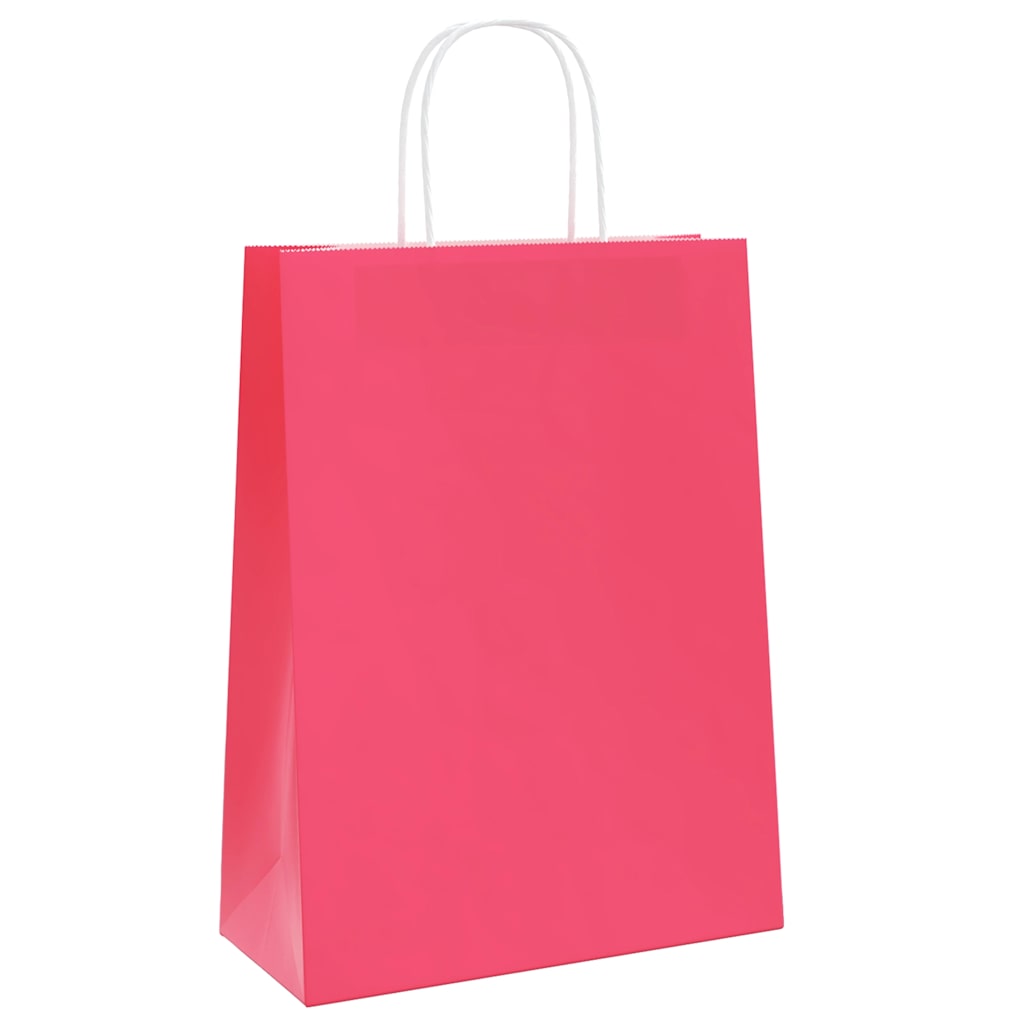 HKH Bolsas de Papel 50 Unidades con Asas - Rosa - 26x12x35 cm