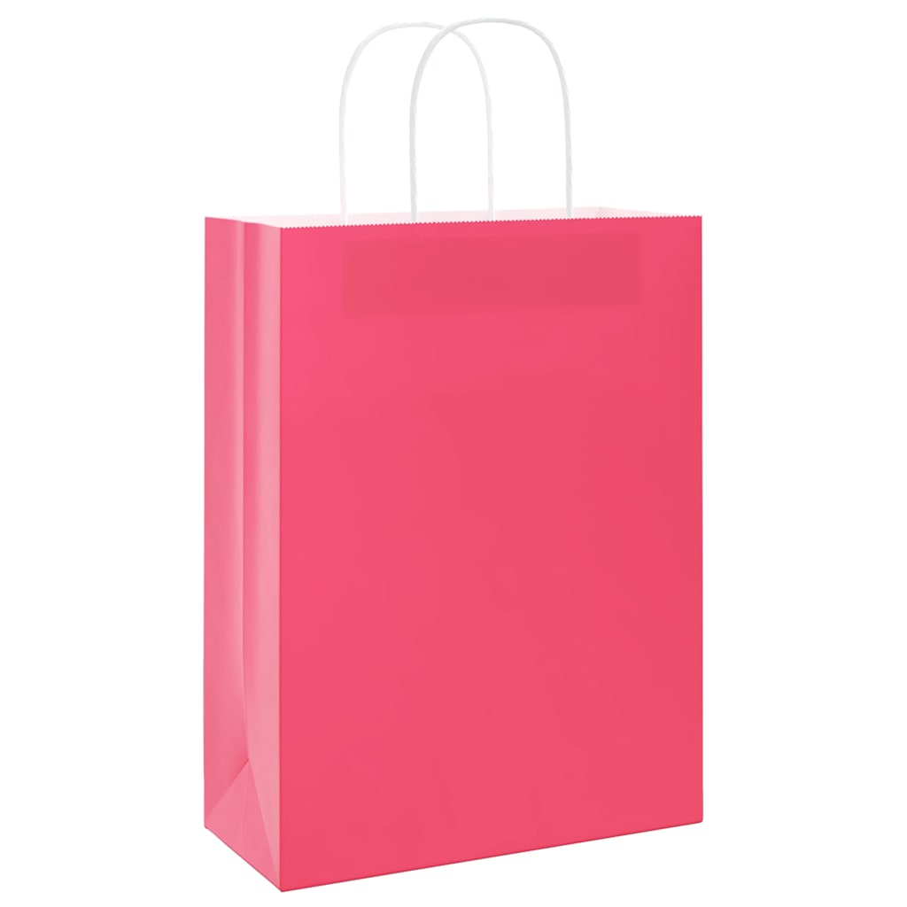HKH Bolsas de Papel 50 Unidades con Asas - Rosa - 26x12x35 cm