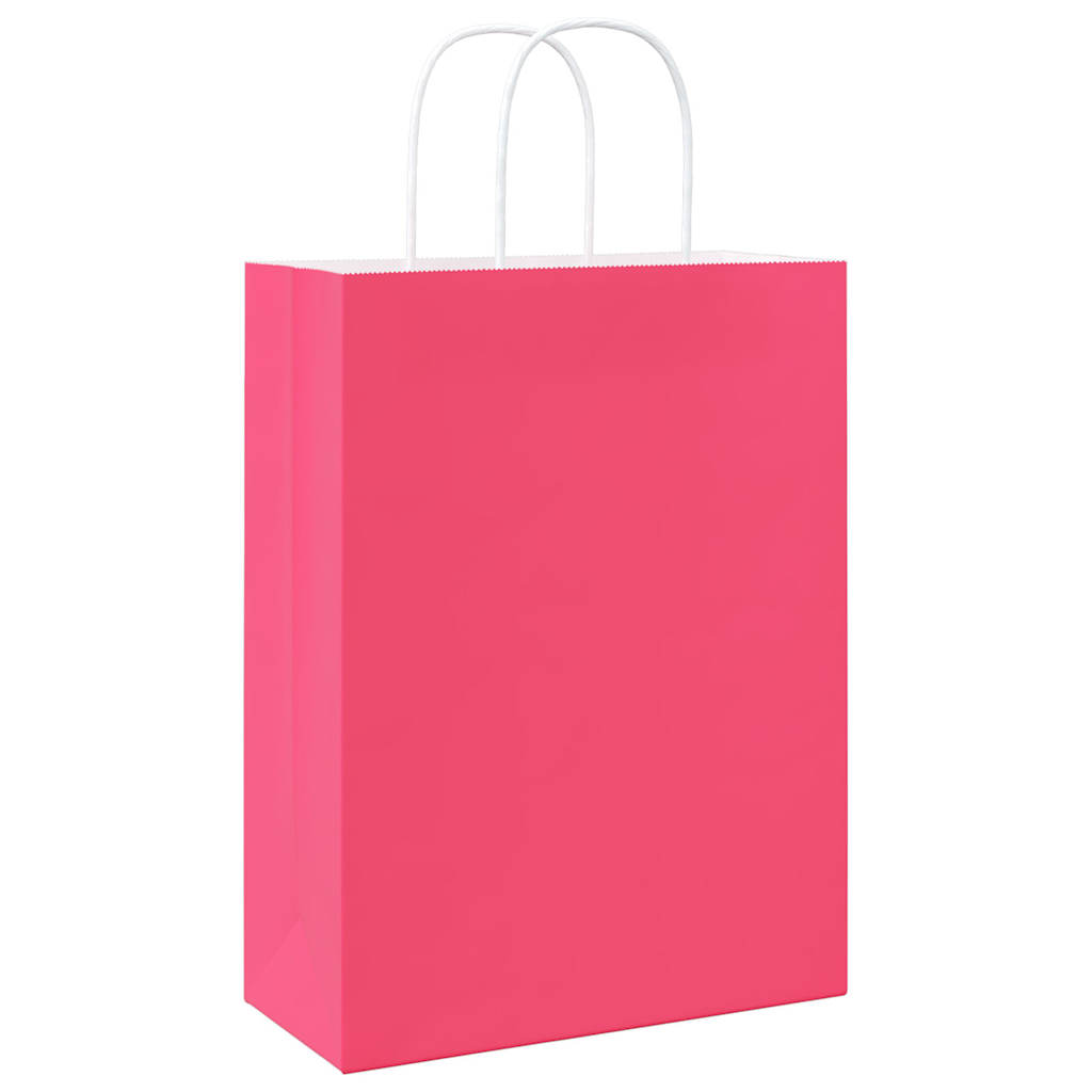 HKH Bolsas de Papel 50 Unidades con Asas - Rosa - 26x12x35 cm
