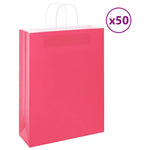 Bolsas de Papel HKH 50 Unidades con Asas - Rosa - 32x12x42 cm