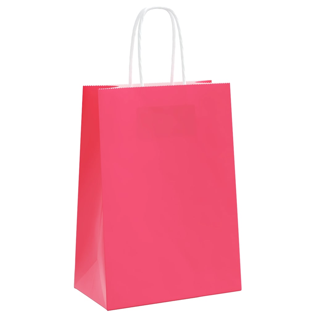 Bolsas de Papel HKH 250 Unidades con Asas - Rosa - 15x8x21 cm