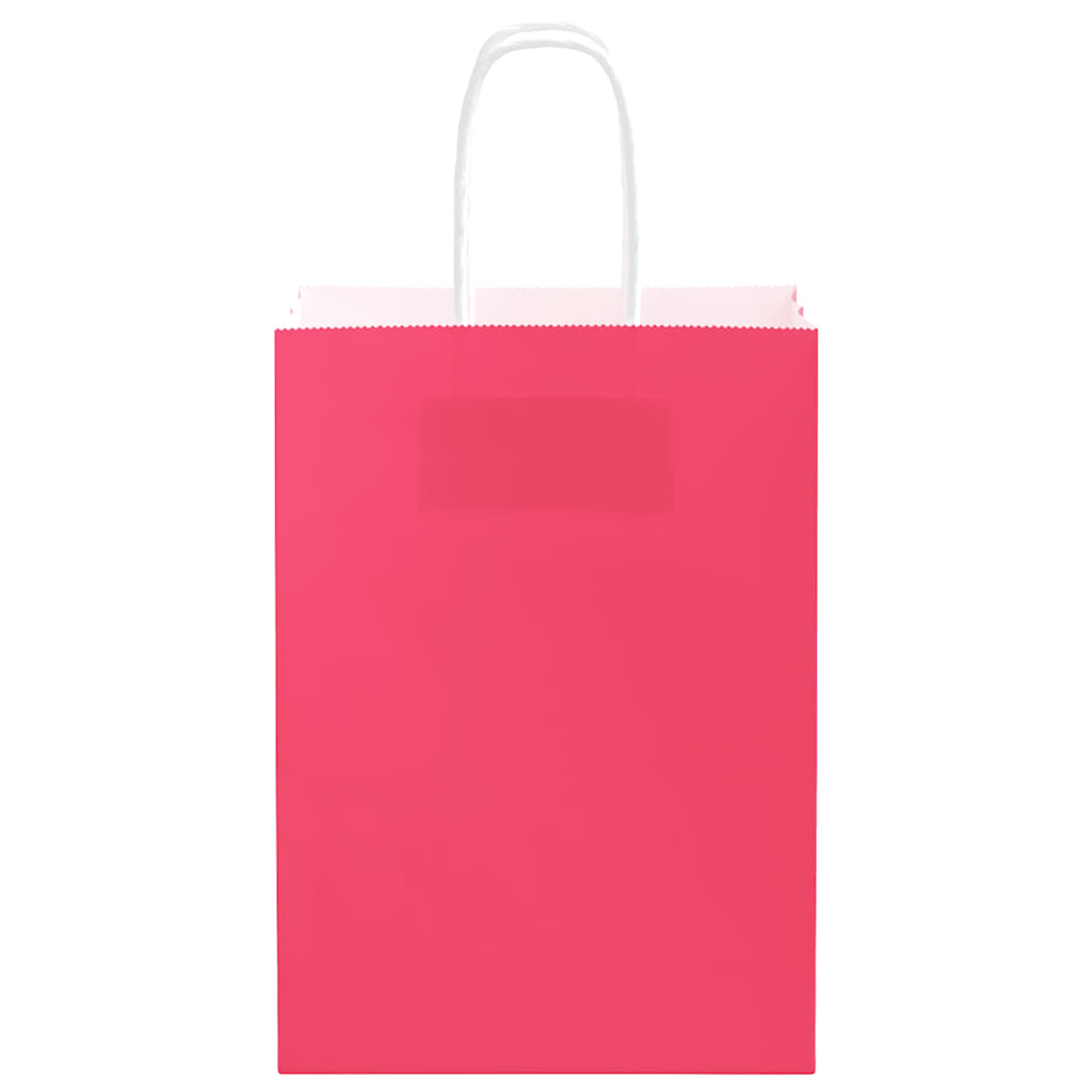 Bolsas de Papel HKH 250 Unidades con Asas - Rosa - 15x8x21 cm