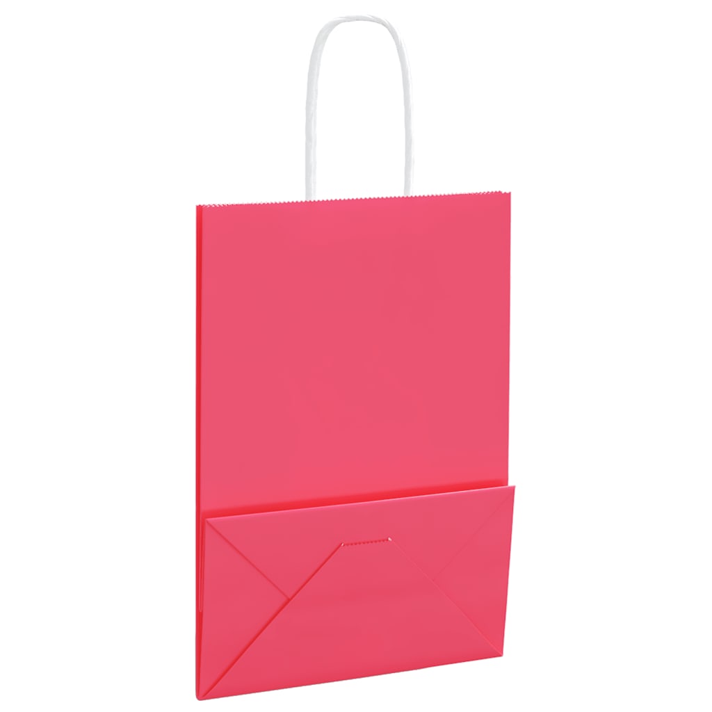 Bolsas de Papel HKH 250 Unidades con Asas - Rosa - 15x8x21 cm