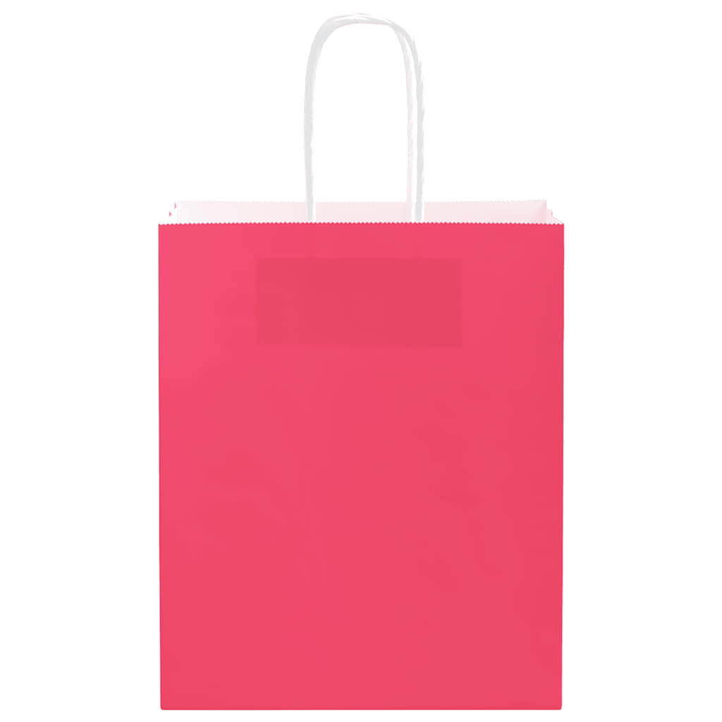 HKH Sacos de Papel 250 Unidades com Alças - Rosa - 18x8x22 cm