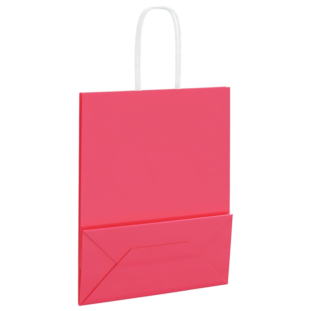 HKH Sacos de Papel 250 Unidades com Alças - Rosa - 18x8x22 cm