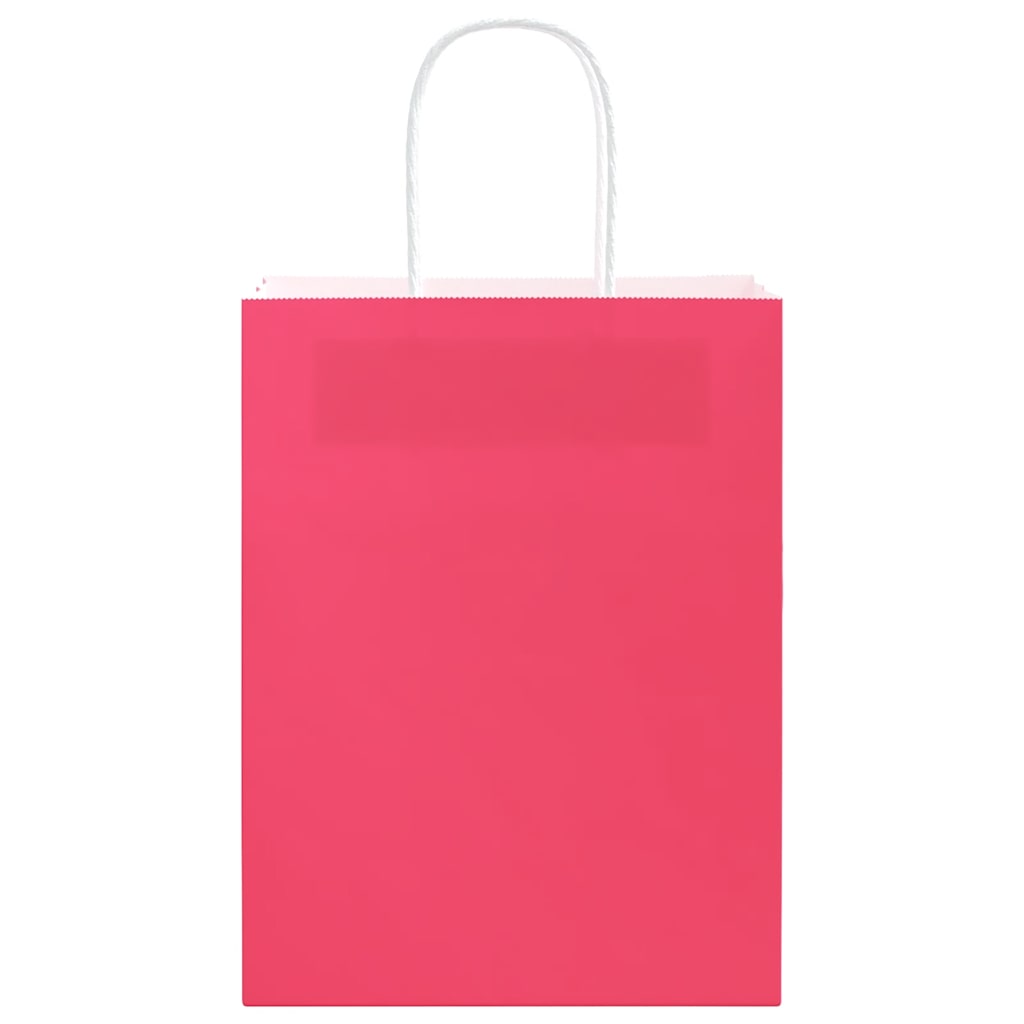 HKH Sacos de Papel 250 Unidades com Alças - Rosa - 21x11x28 cm