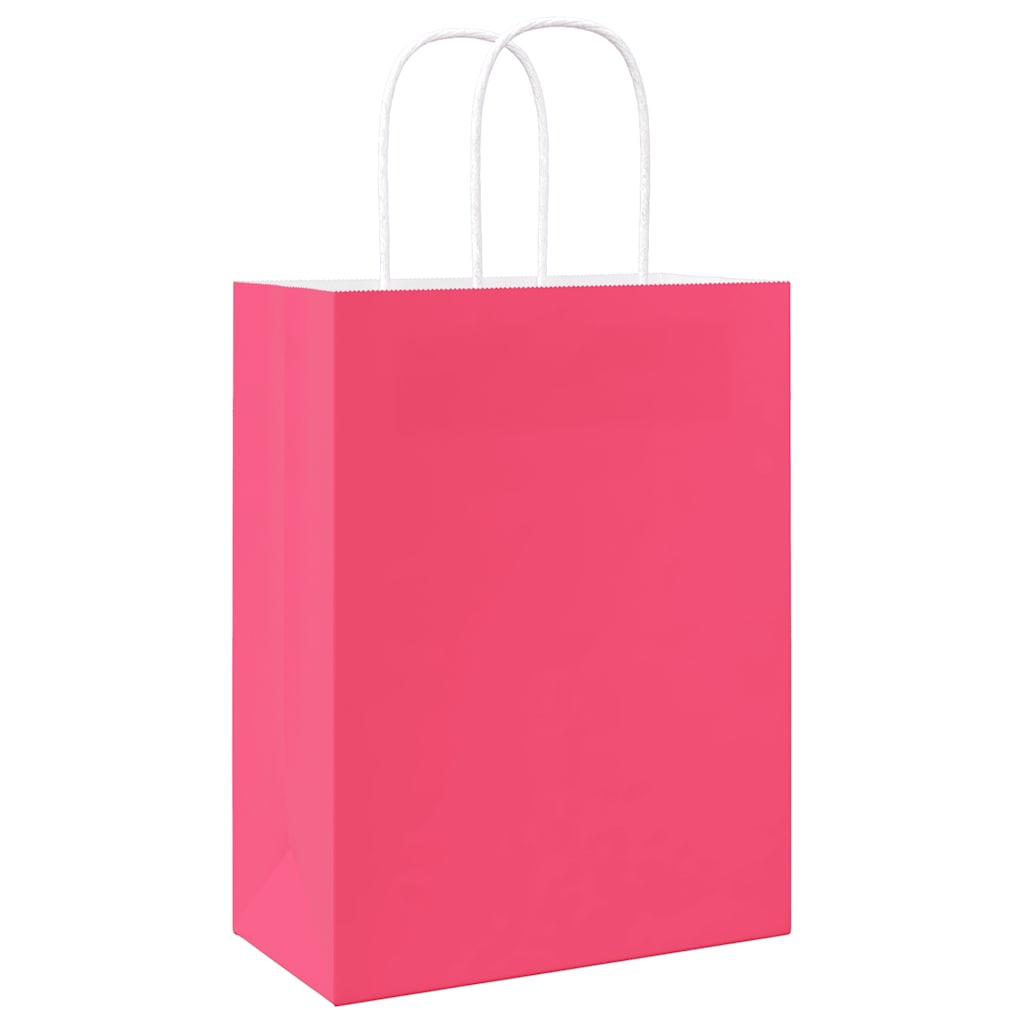 HKH Sacos de Papel 250 Unidades com Alças - Rosa - 21x11x28 cm