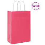 HKH Bolsas de Papel 250 Unidades con Asas - Rosa - 21x11x31 cm
