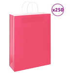 HKH Sacos de Papel 250 Unidades com Alças - Rosa - 32x12x42 cm