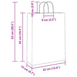 HKH Sacos de Papel 250 Unidades com Alças - Rosa - 32x12x42 cm