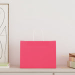 HKH Sacos de Papel 250 Unidades com Alças - Rosa - 32x17x25 cm
