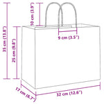 HKH Sacos de Papel 250 Unidades com Alças - Rosa - 32x17x25 cm