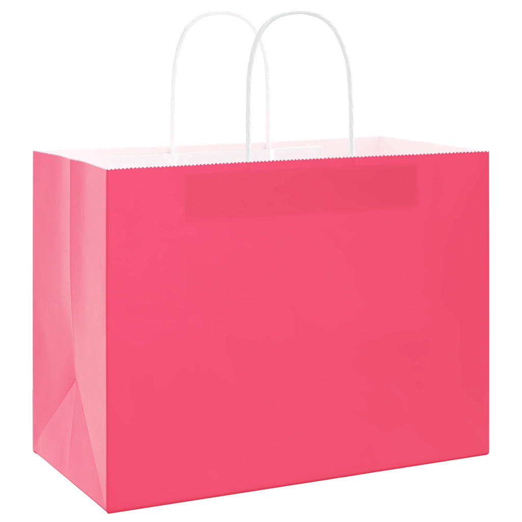 HKH Sacos de Papel 250 Unidades com Alças - Rosa - 32x17x25 cm
