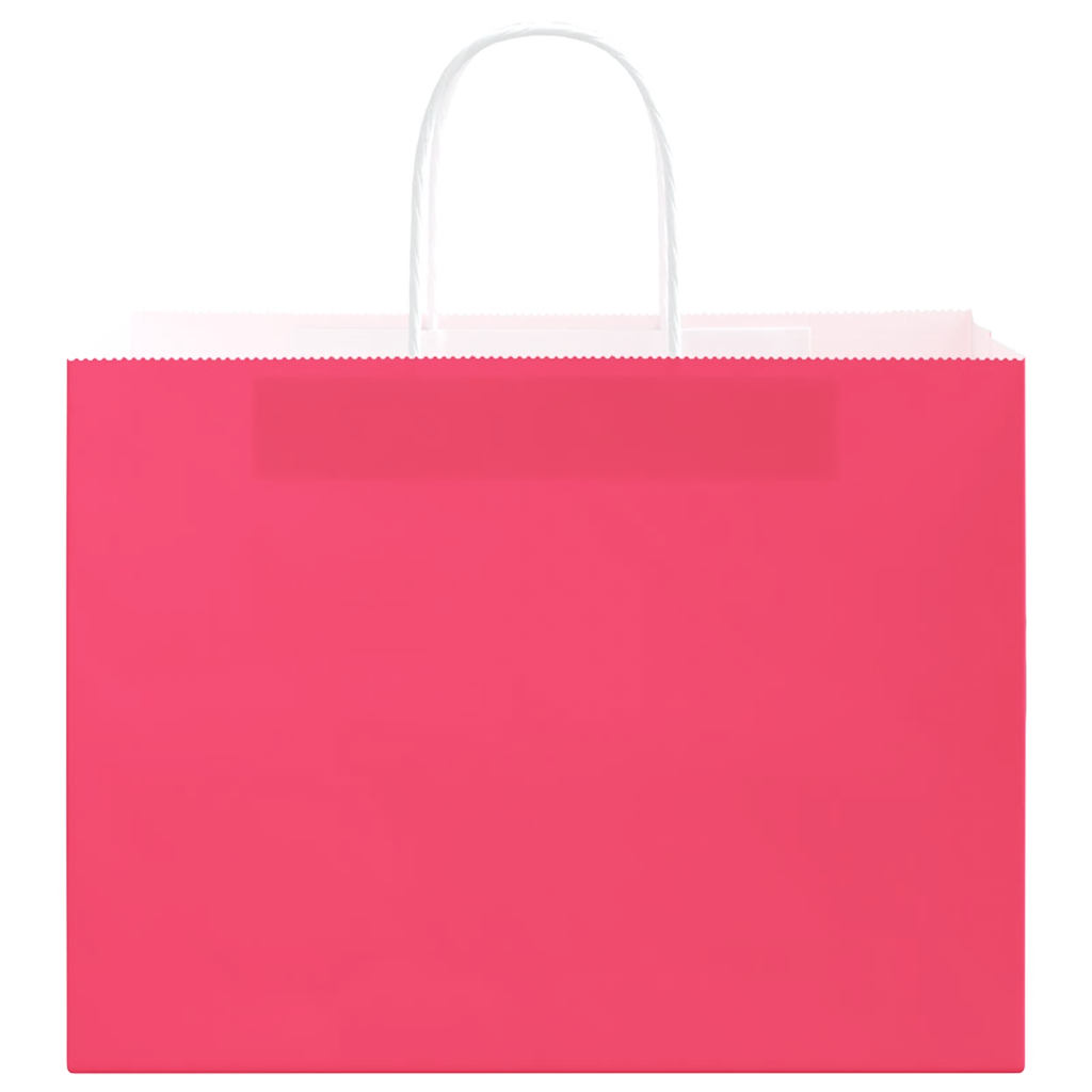 HKH Sacos de Papel 250 Unidades com Alças - Rosa - 32x17x25 cm