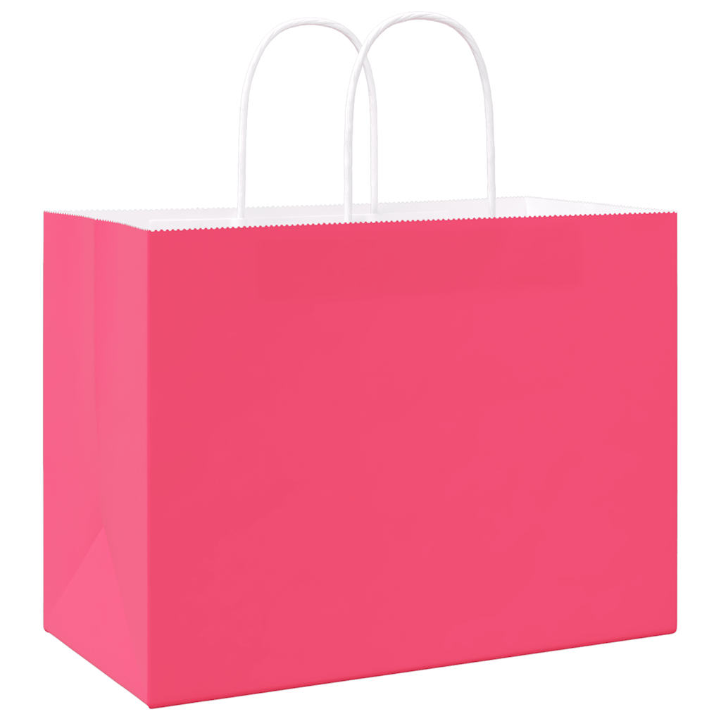 HKH Sacos de Papel 250 Unidades com Alças - Rosa - 32x17x25 cm